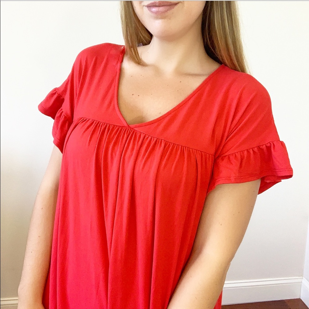 'Top Notch' Ruffle Sleeve V Neck Dress - Picture 7 of 8